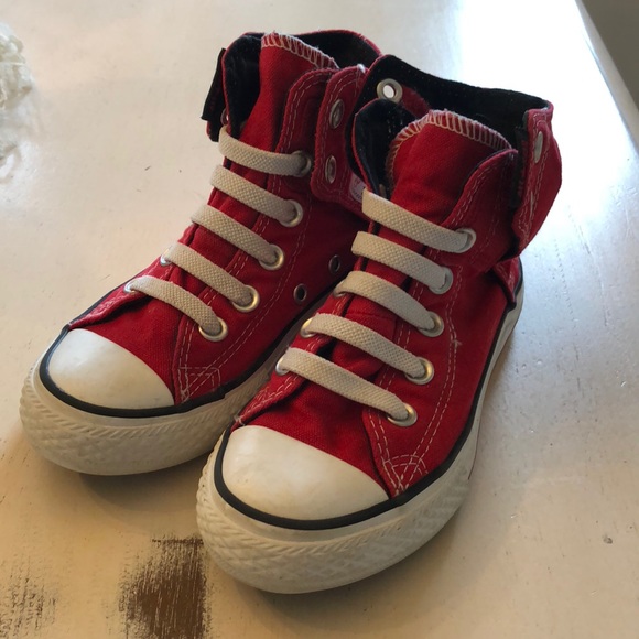 converse red high tops kids